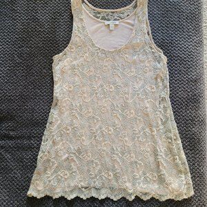 Boston Proper Lace Sleeveless Top Tunic